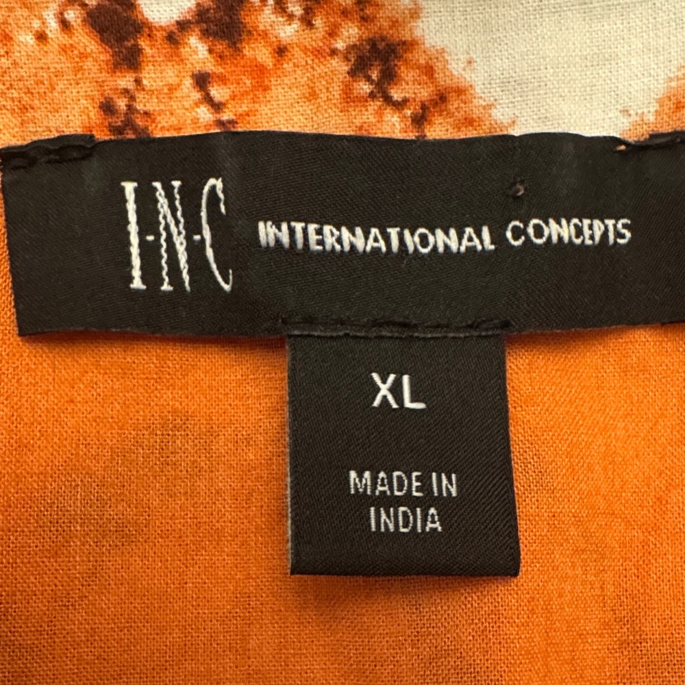 INC International Concepts Orange Geometric Midi Dress NWOT - Picture 2 of 6